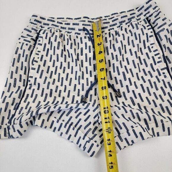 Anthropologie White Navy Panella Textured Shorts Pockets linen Blend Size S - Picture 10 of 13